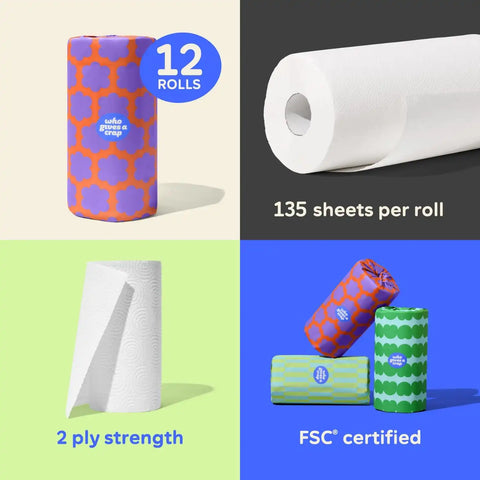 Who Gives A Crap The Bigger Bundle, 48 Bamboo Toilet Paper Rolls & 12 Bamboo Tissue Boxes, 12 Recycled Paper Towel Rolls, Eco Friendly, Sustainable, Plastic Free Household Essentials