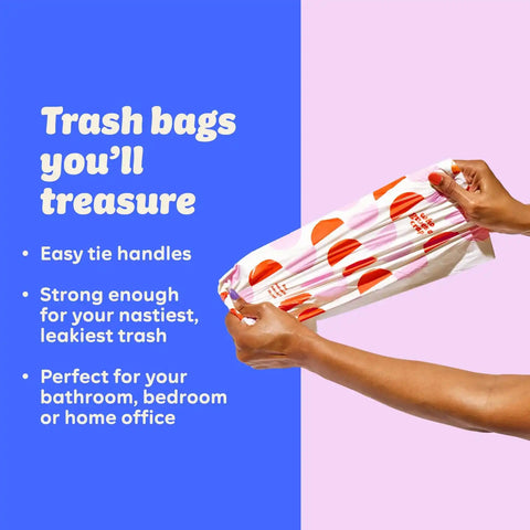 Who Gives a Crap 100% Recycled Small Trash Bags, 60 Count, 4 Gallon, Sustainable Garbage Bags for Kitchen, Office, or Bathroom Trash Can, Designed to Help Resist Leaks and Tears, Durable Tie Handles