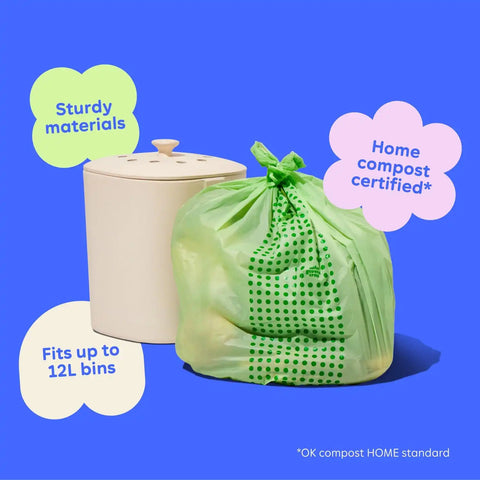 Who Gives a Crap Compostable Food Scrap Bags, 60 Count, 3 Gallon / 11.35 Liter, Durable Compost Bags for Kitchen Compost Bin, Biodegradable Food Waste Trash Bags for Sustainable Disposal
