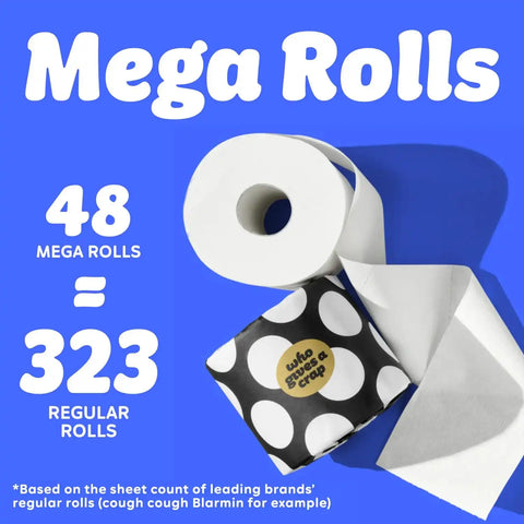 Who Gives A Crap 100% Bamboo Toilet Paper, 48 Rolls, 3 Ply, 370 Sheets, Long, Strong & Soft Toilet Tissue, Sustainable, Biodegradable, Renewable, Tree Free Bathroom Tissue Bulk Toilet Paper
