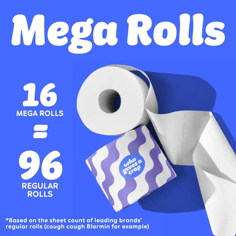 Who Gives A Crap | 100% Recycled Toilet Paper, 16 Rolls, 330 Sheets, Soft & Strong, Virgin Tree Free, Bulk Toilet Paper