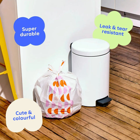 Who Gives a Crap 100% Recycled Small Trash Bags, 60 Count, 4 Gallon, Sustainable Garbage Bags for Kitchen, Office, or Bathroom Trash Can, Designed to Help Resist Leaks and Tears, Durable Tie Handles