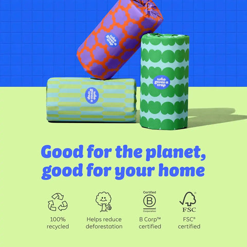 Who Gives A Crap Toilet Paper and Paper Towels Bundle, 48 Bamboo Toilet Paper Rolls & 12 Recycled Paper Towel Rolls, Eco Friendly, Sustainable, Plastic Free Household Essentials
